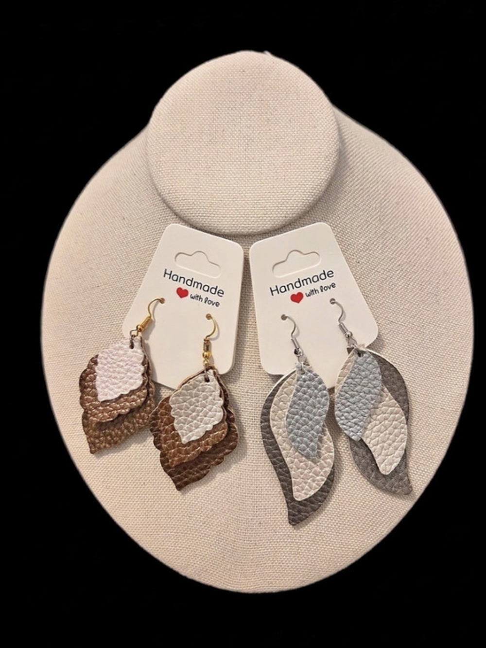 Handmade Dangle Earrings Brown & Gray -NWT
